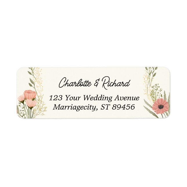 Étiquette Élégant mariage Fleur sauvage Garden Adresse de re (Devant)