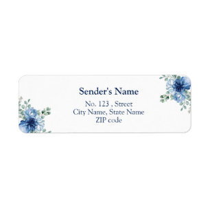 Étiquette Élégant mariage floral bleu poussiéreux Eucalyptus
