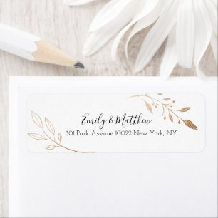 Étiquette Élégant Mariage floral botanique Gold Foil
