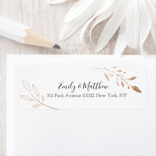 Étiquette Élégant Mariage floral botanique Gold Foil (En situation)
