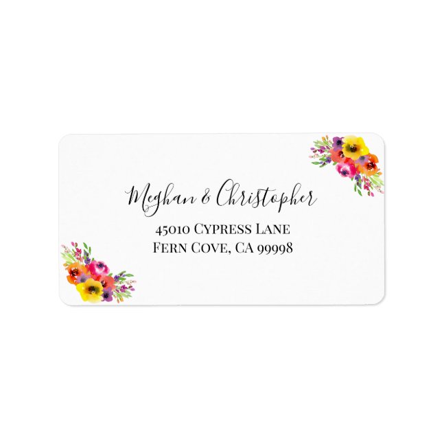 Étiquette Élégant mariage floral brillant RSVP Adresse de re (Devant)