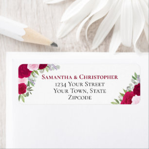 Étiquette Élégant Mariage Floral rose Magenta Adresse de ret