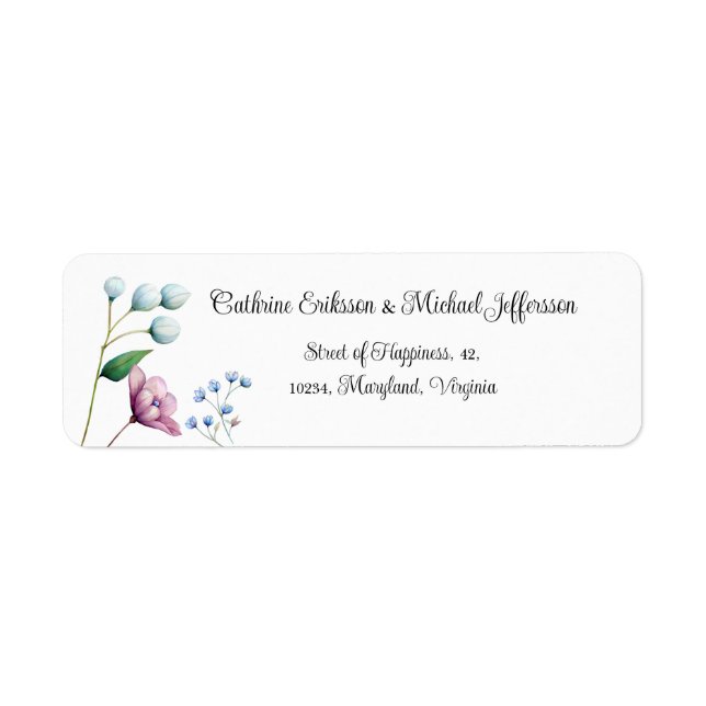 Étiquette Élégant Mariage Floral Soft Botanical Romance (Devant)
