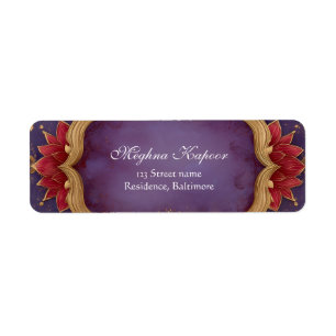 Étiquette Élégant Mariage indien de Lotus Rose Classy violet