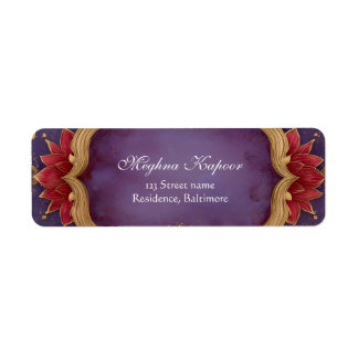 Étiquette Élégant Mariage indien de Lotus Rose Classy violet