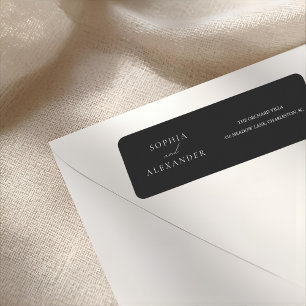 Étiquette Élégant Mariage minimaliste noir