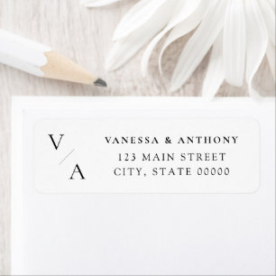 Étiquette Élégant Mariage Monogramme moderne Adresse de reto