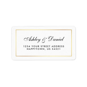 Étiquette Élégant Mariage noir blanc moderne