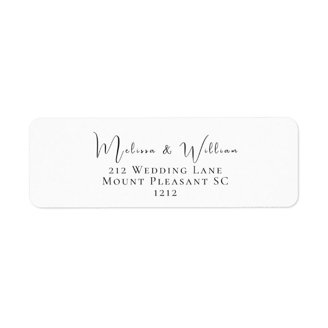 Étiquette Élégant Mariage noir et blanc Adresse de retour (Devant)
