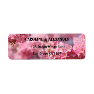 Étiquette Élégant Mariage rose floral en fleurs de cerisier