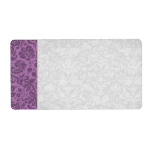 Étiquette Elégant Mauve Mariage damassé