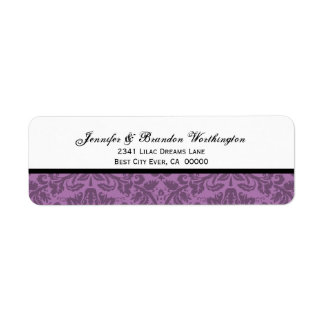 Étiquette Elégant Mauve Mariage damassé