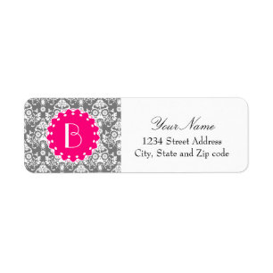 Étiquette Élégant modèle Damas avec monogramme
