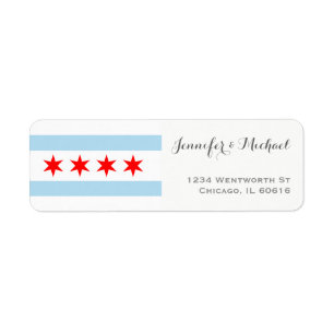 Étiquette Élégant Modèle du drapeau de Chicago Rouge bleu