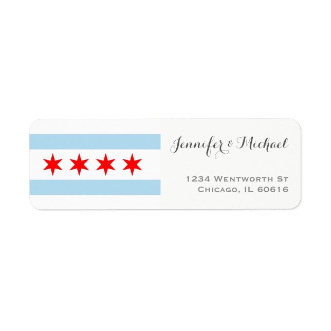 Étiquette Élégant Modèle du drapeau de Chicago | Rouge bleu  (Devant)