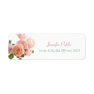 Étiquette Elégant Modèle manuscrit aquarelle Rose chic