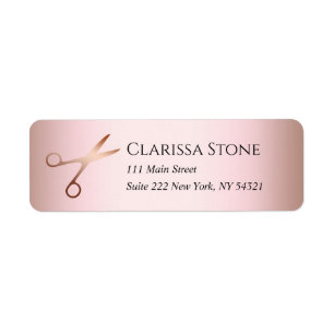 Étiquette Elegant modern rose gold scissors hairstylist