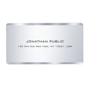 Étiquette Élégant moderne Faux Silver Minimaliste Profession