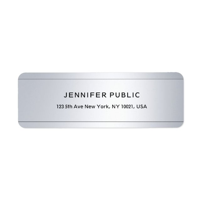 Étiquette Elégant moderne Glam Silver Chic Adresse de retour (Devant)