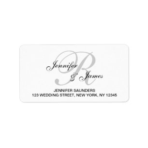 Étiquette Élégant Monogramme Mariage RSVP Adresse de retour 
