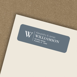 Étiquette Élégant Monogramme moderne Dusty Blue Adresse de r