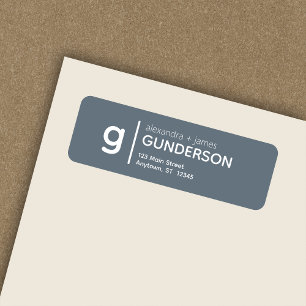 Étiquette Élégant Monogramme moderne Dusty Blue Adresse de r