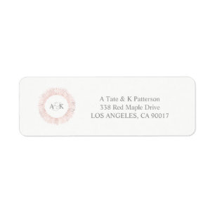 Étiquette Élégant monogramme or rose de l'adresse de retour