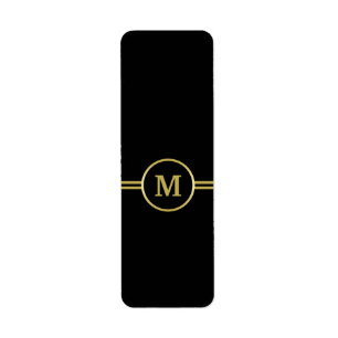 Étiquette Élégant Monogramme or sur noir