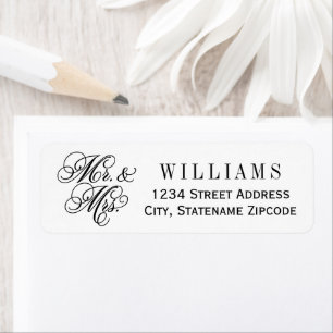 Étiquette Élégant Monogramme personnalisé M. et Mme Black Sc