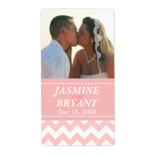 Étiquette Élégant motif chevron rose mariage