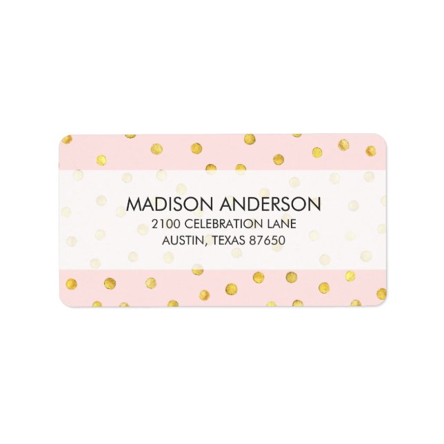 Étiquette Élégant Motif Confetti Pink Et Gold Foil (Devant)