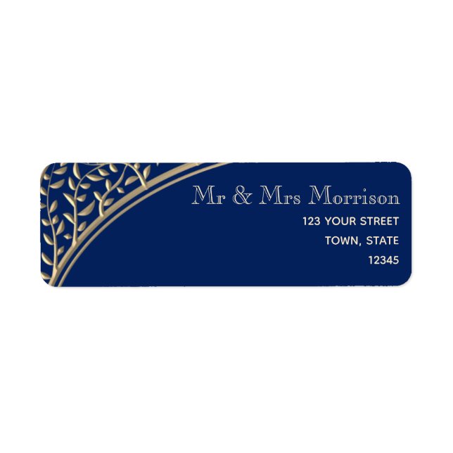 Étiquette Elegant Navy Blue Adresse de retour (Devant)