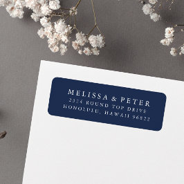 Étiquette Elegant Navy et White Adresse de retour