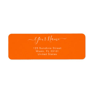Étiquette élégant néon orange -personnalisé