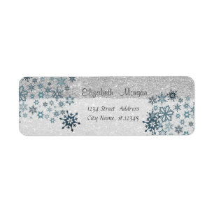 Étiquette Élégant, Noël, Flammes de neige, Glitterie