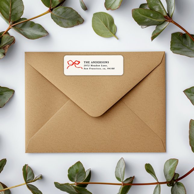 Étiquette Élégant Noël traditionnel arc rouge moderne (Créateur téléchargé)