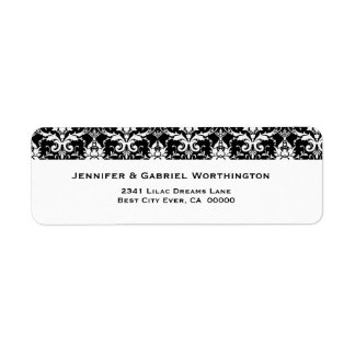Étiquette Elégant noir blanc de la plume Mariage damassé
