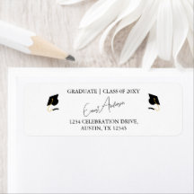 Élégant noir blanc Graduation Adresse de retour