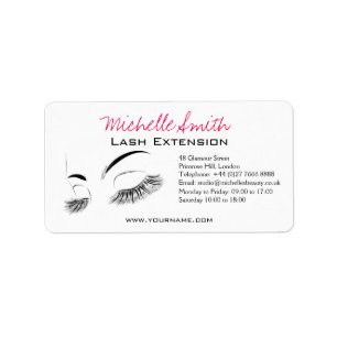 Étiquette Elégant noir et blanc Eyelashes Dessin Barre Lash