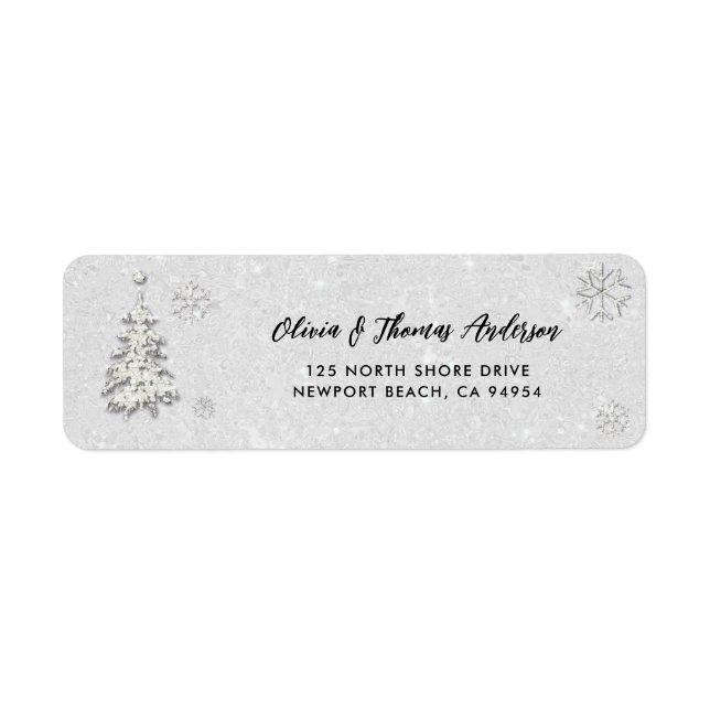 Étiquette Elégant noir noir blanc Rhinestones hiver Noël (Devant)
