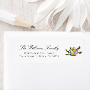 Étiquette Elegant OEufs Décorés de Pâques Adresse de retour