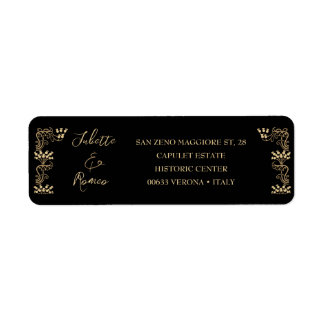 Étiquette Elégant or Art Déco sur adresse de retour noir