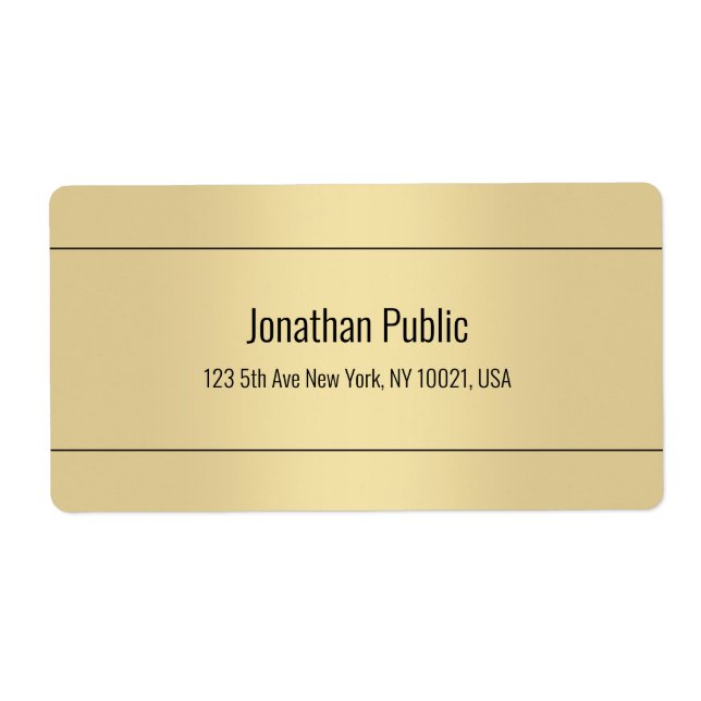 Étiquette Elegant or couleur Simple Design Modèle Livraison (Devant)