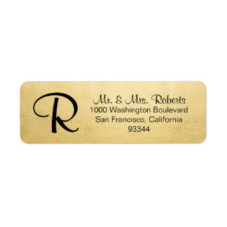Étiquette Élégant or Foil Monogramme lettre Adresse de retou