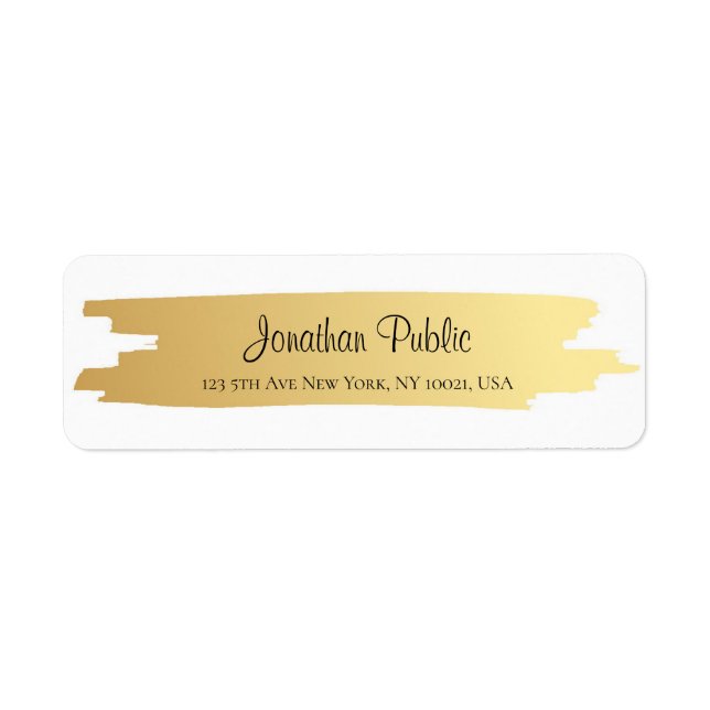 Étiquette Élégant or moderne professionnel blanc manuscrit (Devant)