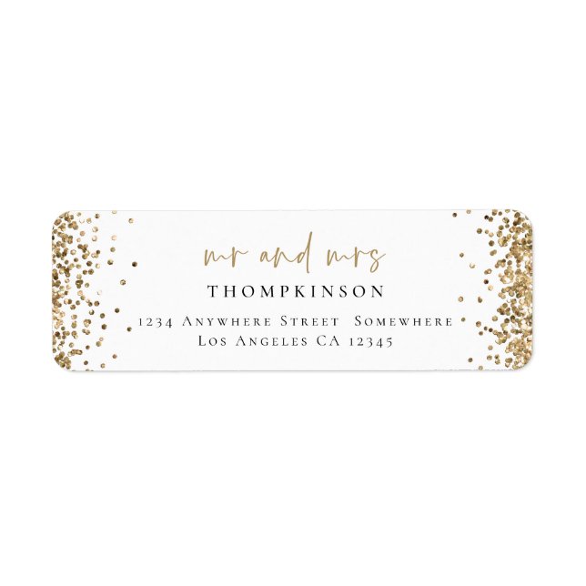 Étiquette Elegant Parties scintillant or Nom de retour Étiqu (Devant)