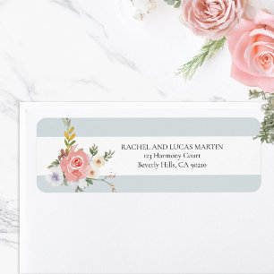 Étiquette Elégant Pastel Boho Aquarelle Floral