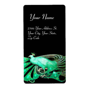 ÉTIQUETTE ELEGANT PEACOCK DE GREEN AND BLACK