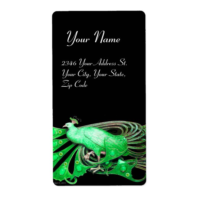 ÉTIQUETTE ÉLÉGANT PEACOCK EN VERT ET NOIR (Devant)
