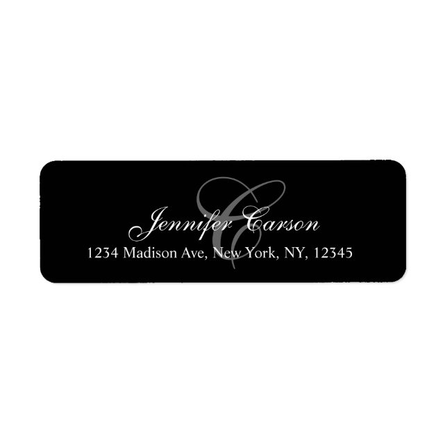 Étiquette Élégant Personnalisé Monogramme Adresse de retour  (Devant)